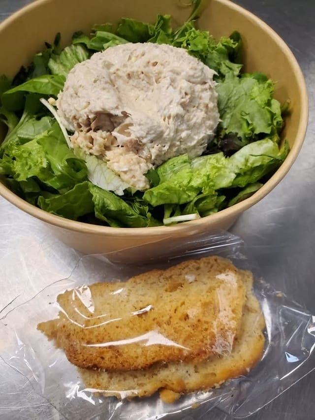 Cranberry Chicken Salad on a bed of Lettuce.
