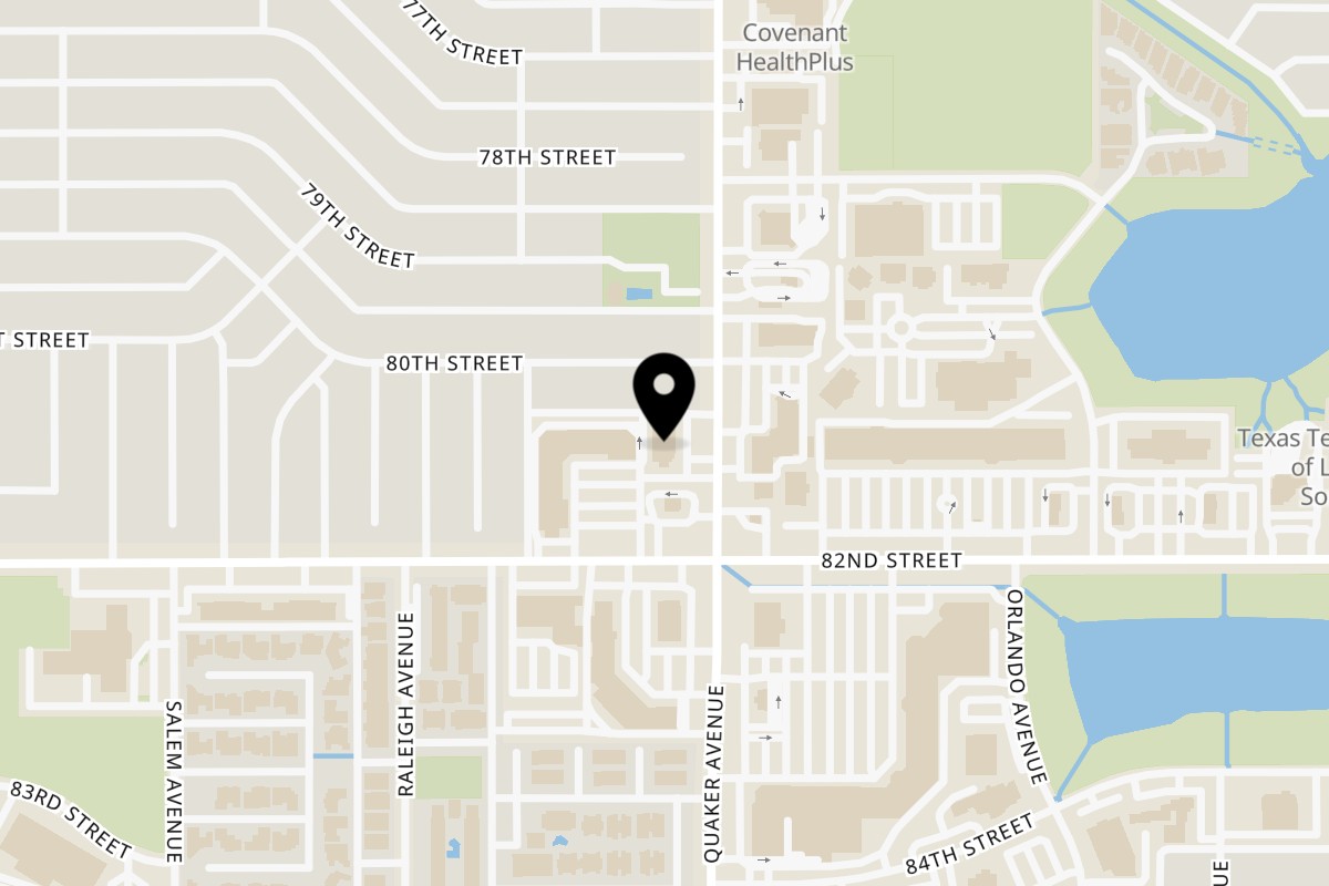 Map showing the location of Field House Deli on 8004 Quaker Ave in Lubbock